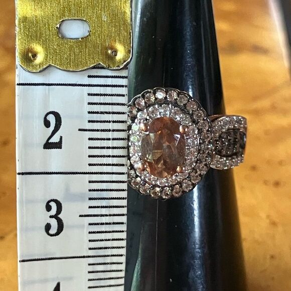 Natural Andalusite Sterling Silver Double Halo Ring Size 6 - Picture 7 of 9